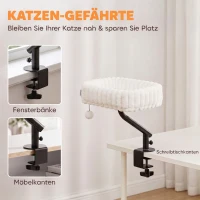 PawHut Katzen-Schreibtischbett, Katzenbett für Schreibtisch mit 360°Drehung, Hängeball verstellbare Klemme für Katze unter 6 kg(m-4)