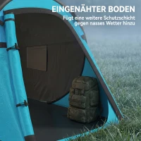 Outsunny Pop-up tent voor 1-2 personen kampeertent 3 seizoenen glasvezel blauw + grijs(m-5)