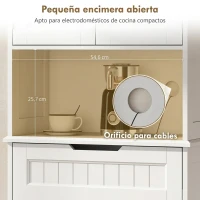HOMCOM Alacena de Cocina Alta Mueble Auxiliar de Cocina con 4 Puertas 5 Estantes Cajón Estantes Ajustables 60x30x172 cm Blanco(m-5)