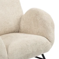 HOMCOM Gestoffeerde schommelstoel met verstelbare hoofdsteun, velours in regendruppel-look, frame van rubberhout, donkergrijs(m-12)