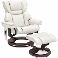 HOMCOM Relaxfauteuil met massagefunctie en voetenbank, ligstoel, kunstleer, 79 x 82 x 101 cm, Crèmewit(m-1)
