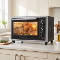 HOMCOM Mini-forno de 46 L com espeto rotativo, convecção, controlo de temperatura e temporizador, 1800 W, Preto(m-2)