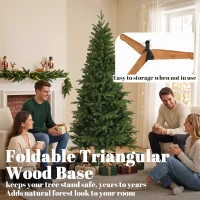 HOMCOM Sapin de Noël Artificiel 180 cm, Arbre de Noël, 1162 Branches Articulées en PE et PVC Ignifuge, Support en Bois Pliable(m-8)