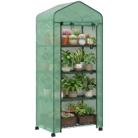 Outsunny Serre de jardin balcon étagère serre 4 niveaux 69L x 50l x 165H cm acier époxy bâche amovible PE haute densité vert(m-11)