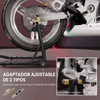 HOMCOM Caballete Elevador Universal Soporte Rueda Trasera Moto de Acero Robusta Carga 544 kg con Horquillas en U y L Ajustables(m-5)