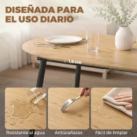 HOMCOM Mesa de Comedor Extensible Ovalada para 4-6 Personas con Patas de Hierro y Bordes Redondeados Estilo Rústico Roble(m-7)