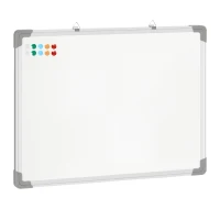 HOMCOM Tableau blanc magnétique cadre aluminium 60 x 45 cm avec feutres, effaceur et aimants(m-1)