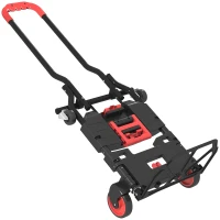 HOMCOM 2-in-1 Plattformwagen Sackkarre Klappbar Transportwagen mit Lenkrollen, Griff, Stahl bis 120 kg(m-11)