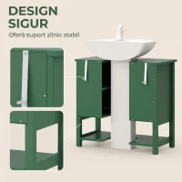 HOMCOM Dulap Sub Lavoar cu 2 Uși, Raft Deschis și Design Modern, 65x32x62 cm, Verde(m-7)