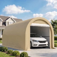 Outsunny Tente de garage résistant à l'eau protection UV UPF 30 + parois latéraux amovibles 5 x 3 m beige(m-2)
