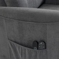 HOMCOM Elektrische relaxstoel met opsta-hulp, massage en warmte, chenille fauteuil met pocketveren, donkergrijs(m-12)