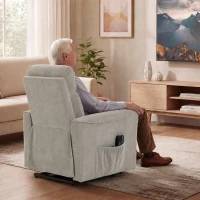 HOMCOM Fauteuil Releveur Électrique Massage Vibration et Chaleur, Fauteuil Relax Électrique, Dossier Inclinable, Chenille, Gris(m-9)