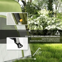 Outsunny Tente de camping pop-up 3 personnes, dôme familiale avec 4 portes, 4 fenêtres et sac de transport – Vert et gris(m-7)