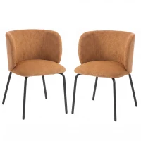 HOMCOM Lote de 2 Sillas de Comedor Tapizadas en Chenilla, Respaldo Envolvente, Carga 120 kg, 57 x 58 x 77 cm, Naranja(m-1)