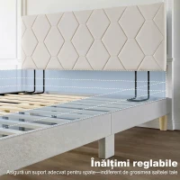 HOMCOM Tăblie de Pat Tapițată, Model Diamant, 160 cm, Albă(m-4)