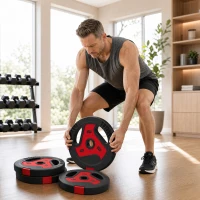 SPORTNOW Dischi Pesi Palestra, Set 4 Pezzi, 25kg, Foro 2.5cm, Nero(m-7)