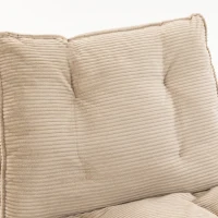 HOMCOM Loungestoel met voetenbank, 360° draaibaar, ribcord bekleding, verstelbare voetensteun, beige(m-10)