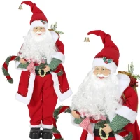 HOMCOM Père Noël Animé Grandeur Nature 120cm, Décoration Musicale Chantante et Oscillante,  Activation Sonore et Tactile, Rouge(m-16)