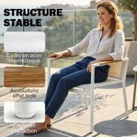 Outsunny Salon de Jardin 4 Pièces en Textilène, Canapé, 2 Fauteuils, Table Basse avec Plateau en Métal, 106x70,5x77cm, Crème(m-6)