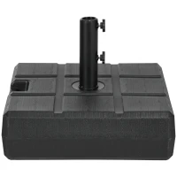 Outsunny Pied de parasol carré base de parasol en HDPE remplir de sable ou d'eau pour mât Ø 38 et 48 mm - noir(m-12)