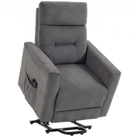 HOMCOM Elektrische relaxstoel met opsta-hulp, massage en warmte, chenille fauteuil met pocketveren, donkergrijs(m-14)