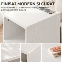 HOMCOM Set de 2 Măsuțe de Cafea Moderne cu 2 Prize AC și 2 Porturi USB, Alb(m-7)