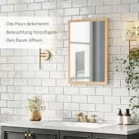 HOMCOM Wandspiegel, 50 x 70 cm, Rahmen in Holzoptik, einfache Montage, inkl. Schrauben(m-4)