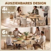 HOMCOM Stół rozkładany 120-160 x 80 cm stół jadalny dla 4-6 osób w stylu wiejskim do kuchni, jadalni, dąb(m-4)