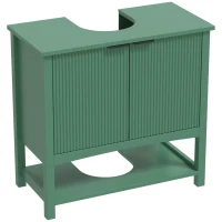 HOMCOM Dulap Sub Lavoar cu 2 Uși, Raft Deschis și Design Modern, 65x32x62 cm, Verde(m-12)