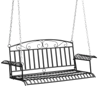Outsunny Banc Suspendu 2 Places balancelle de Jardin en métal dim. 137L x 58l x 52H cm Noir(m-12)