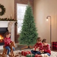 HOMCOM Sapin de Noël Artificiel 180 cm, Arbre de Noël, 1162 Branches Articulées en PE et PVC Ignifuge, Support en Bois Pliable(m-10)