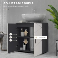 kleankin Under Sink Bathroom Cabinet, Bathroom Sink Cabinet with Soft-Close Doors, Adjustable Shelf, 20 x 20cm U Shaped Cut-Out, Storage Cupboard for Basin with or without Pedestal, Light Grey(m-5)