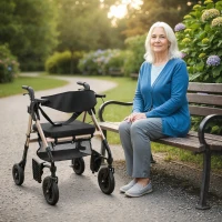 HOMCOM Rollator Walker Wheelchair, with Seat - Black(m-11)