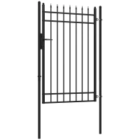 Outsunny Portillon de jardin en acier galvanisé 107 x 204 cm avec serrure, clés et poignée, noir(m-1)