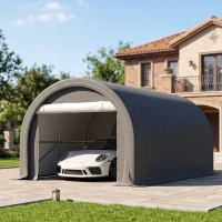 Outsunny Tente de garage résistant à l'eau protection UV UPF 30 + parois latéraux amovibles 5 x 3 m gris(m-8)
