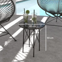 Outsunny Petite table d'appoint ronde, table de jardin, avec découpe en forme de fleur et feuilles, en acier, Ø 40 x 50 cm, noir(m-3)