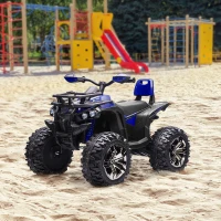 HOMCOM Quad Elettrico per Bambini 3-5 Anni a 12V con Fari e Pedale, in PP e Metallo 100x65x73 cm, Blu(m-9)