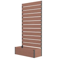 Outsunny Jardinière surélevée avec treillis pour plantes grimpantes bac à fleurs de 64L, composite bois-plastique et aluminium(m-12)