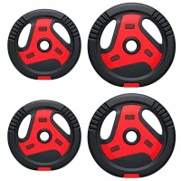 SPORTNOW Lot de 4 disques 2 x 10/5 kg, set de disques avec poignées, Noir+Rouge(m-1)