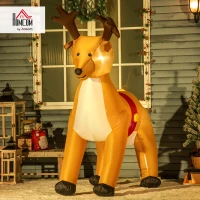 HOMCOM Lighted Christmas Inflatable Reindeer Blow Up Outdoor Decoration for Garden(m-2)