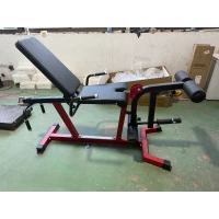SPORTNOW 3-in-1 Bein-Extensionsgerät, Tragfähigkeit 300 kg, verstellbare Rückenlehne & Positionen, Freihantelscheiben, 163x58x118 cm, Rot(m-2)