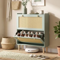 HOMCOM Meuble à chaussures 12 paires, armoire à chaussures avec 2 tiroirs rabattables, étagères réglables, 80x26x101 cm, vert(m-15)