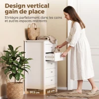 HOMCOM Commode 5 Tiroirs, Meuble de Rangement avec Glissières Fluides, Chiffonnier, Style Moderne, 60 x 39,5 x 95,3 cm, Blanc(m-5)