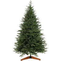 HOMCOM Sapin de Noël Artificiel 180 cm, Arbre de Noël, 2081 Branches Articulées en PE et PVC Ignifuge, Support en Bois Robuste(m-18)