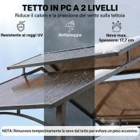 Outsunny Gazebo da Giardino per Barbecue, Doppio Tetto Anti-UV e Struttura in Acciaio con Mensole, 240x150x250cm, Nero(m-4)