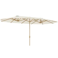 Outsunny Parasol de jardin double 455 x 265 cm rectangulaire, manivelle, poteau en acier, polyester 180g/m², abri soleil UPF30+(m-1)