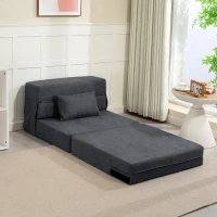 HOMCOM Bodensofa, Polstercouch, in Matratze umwandelbar, Schaumstoff, Kissen, Dunkelgrau(m-10)