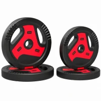 SPORTNOW Lot de 4 disques 2 x 10/5 kg, set de disques avec poignées, Noir+Rouge(m-8)