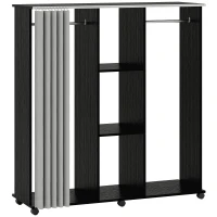 HOMCOM Dulap cu 5 Rafturi și 6 Roți, PAL, 120x40x128 cm, Gri și Negru(m-1)