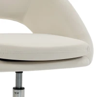 HOMCOM Velvet Desk Chair, Modern Office Chair with Height-Adjustable, Wheels, for Home Study Bedroom, Cream(m-11)